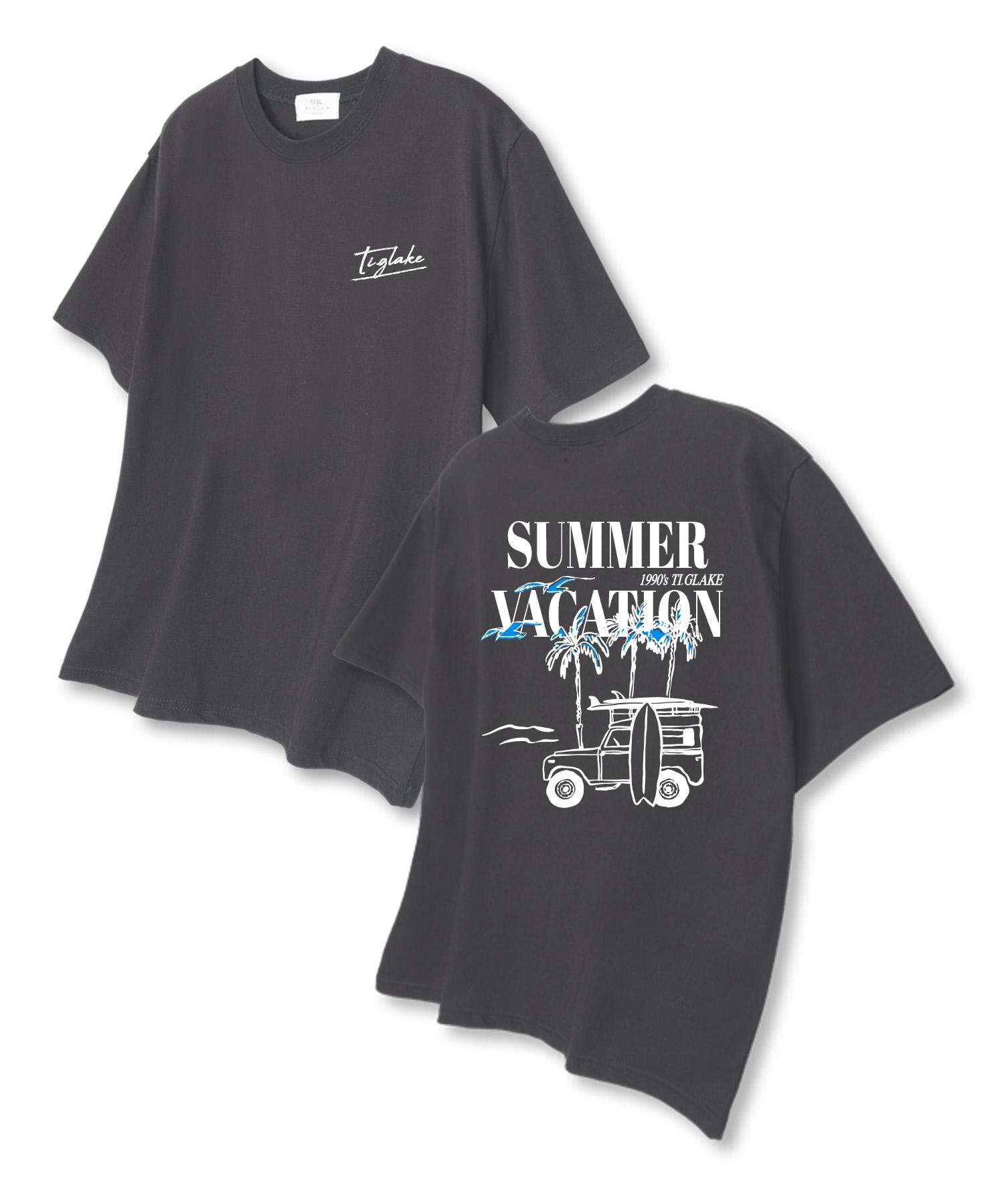 Tee Glake Summer Vacation Oversized Short Sleeve T-Shirt Dark Gray L