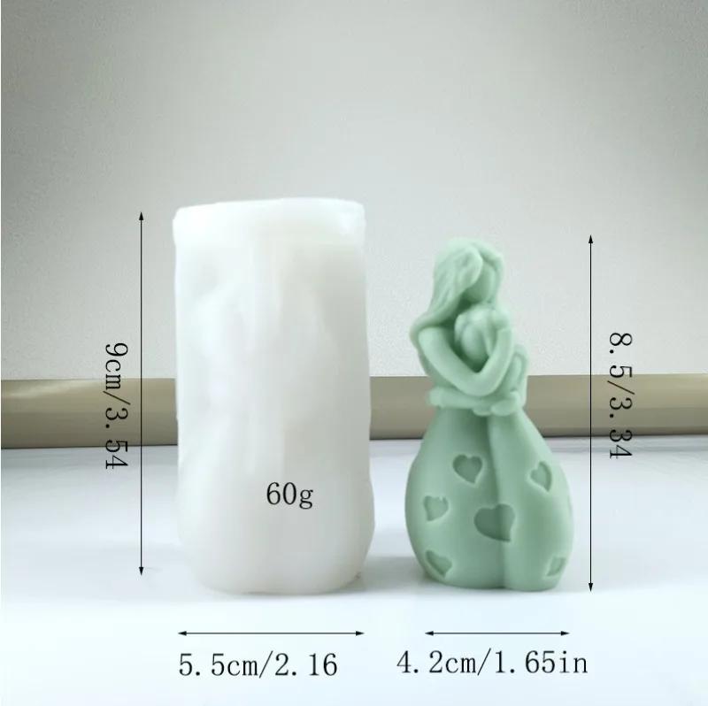 Top Quality 3D Mother Child Embrace Silicone Candle Mold DIY Handmade Soap Gypsum Resin Crafts Cement Mould Thanksgiving Gift
