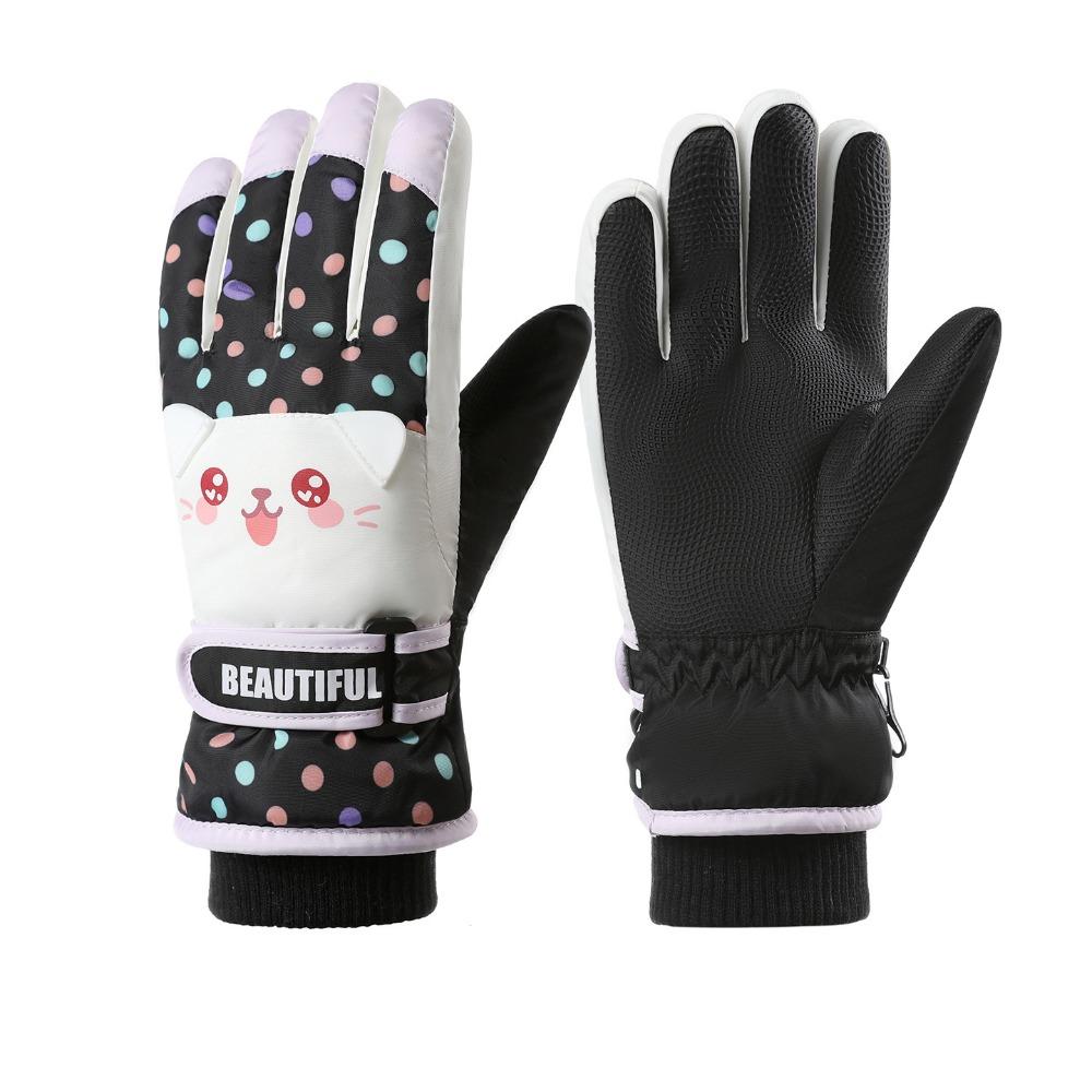 

Full Finger Children Ski Gloves Thicken Girls Skiing Gloves Kids Snowboard Gloves Boys/girls чёрный