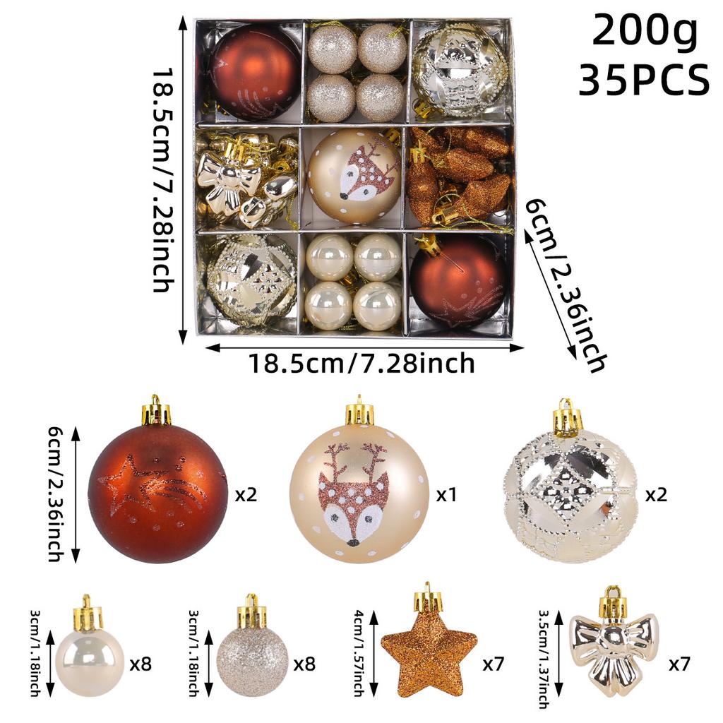35PCS Christmas Ball Ornaments Set with Gift Box Christmas Decorations Party Ornaments Colorful Ball Set Christmas Tree Ornament