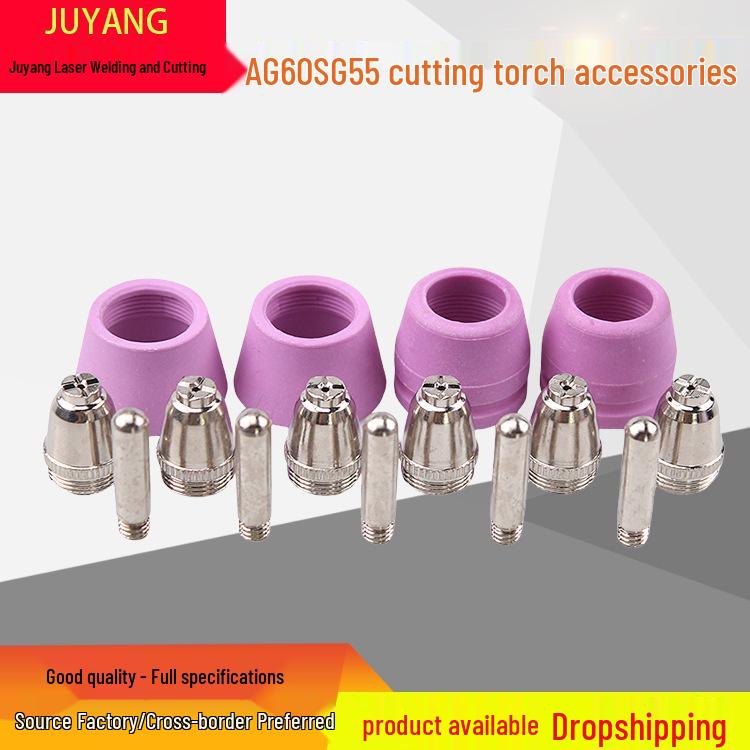 AG60 Electrode Nozzle & SG55 Cutting Tip for LGK60 Plasma Cutting Torch with AG60 CNC Straight Handle