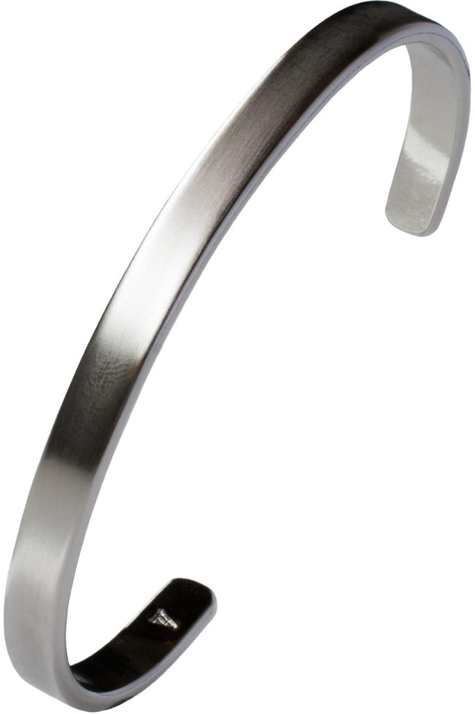 TAVARAT Bangle Made In Japan Men's Bracelet, Medium, Unisex, Brass, (Silver Satin)