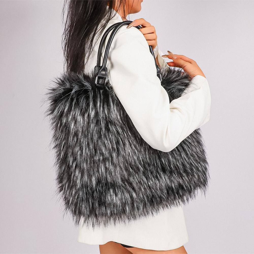 Popular Imitation Fur Plush Women's Handbags Soft Portable Ladies Tote Bag Light Luxury Niche Simple Versatile One Shoulder Bag for Mother's Day Gifts