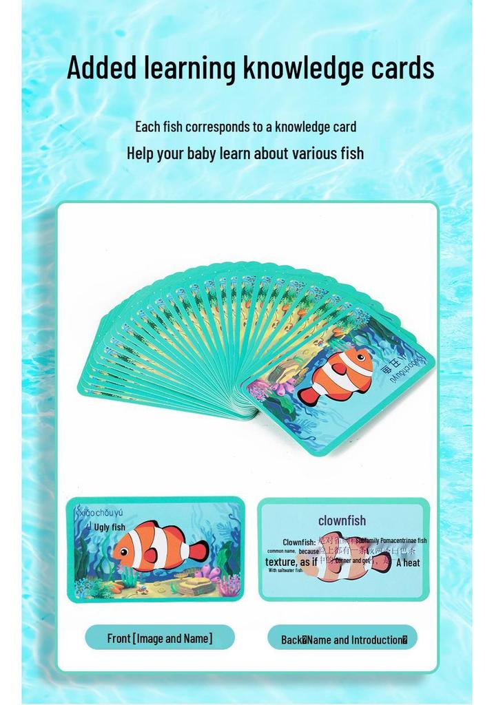 Kids' Magnetic Wooden Fishing Game - Cartoon Marine Life Educational Toy