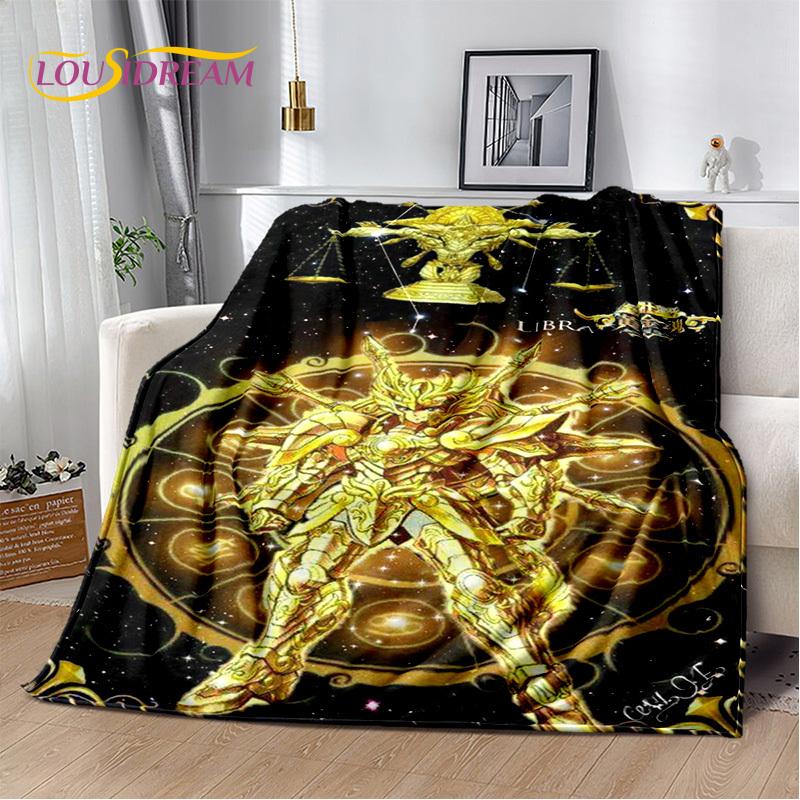 Cartoon Saint Seiya 3D Retro Anime HD Soft Blankets,Keep Warm Flannel Throw Blanket for Picnic Beds Sofa Home Bedroom Gifts Kids