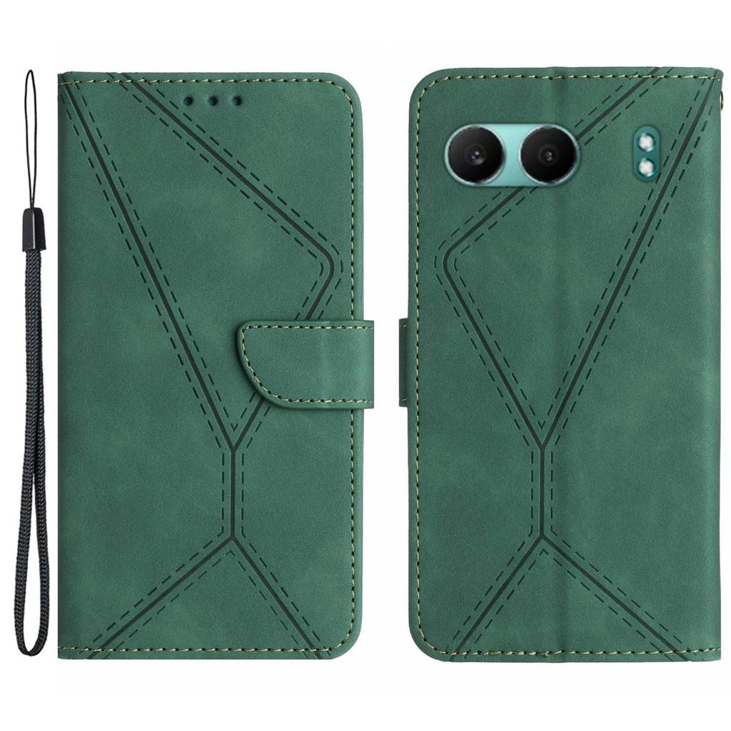HT05 For OnePlus Nord 4 Case Skin-Touch Lines PU Leather Flip Phone Cover