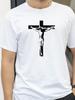 T-shirt z nadrukiem Krzyża Jezusa, okrągły dekolt, krótki rękaw, męski, letni, modny, casualowy, sportowy, oddychające koszulki