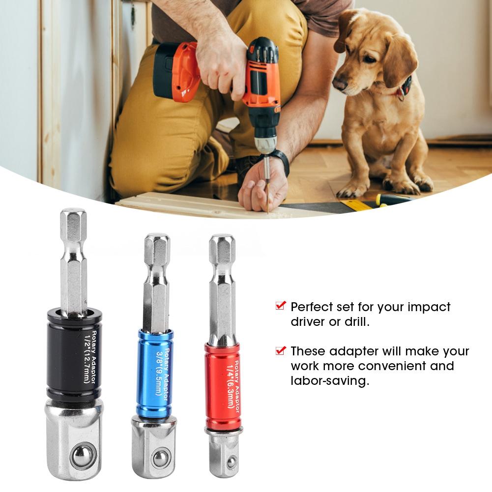 3PcsSet Hex Drill Bit Socket Adapter Drive Electric Impact Driver 14in 38in 12inType C