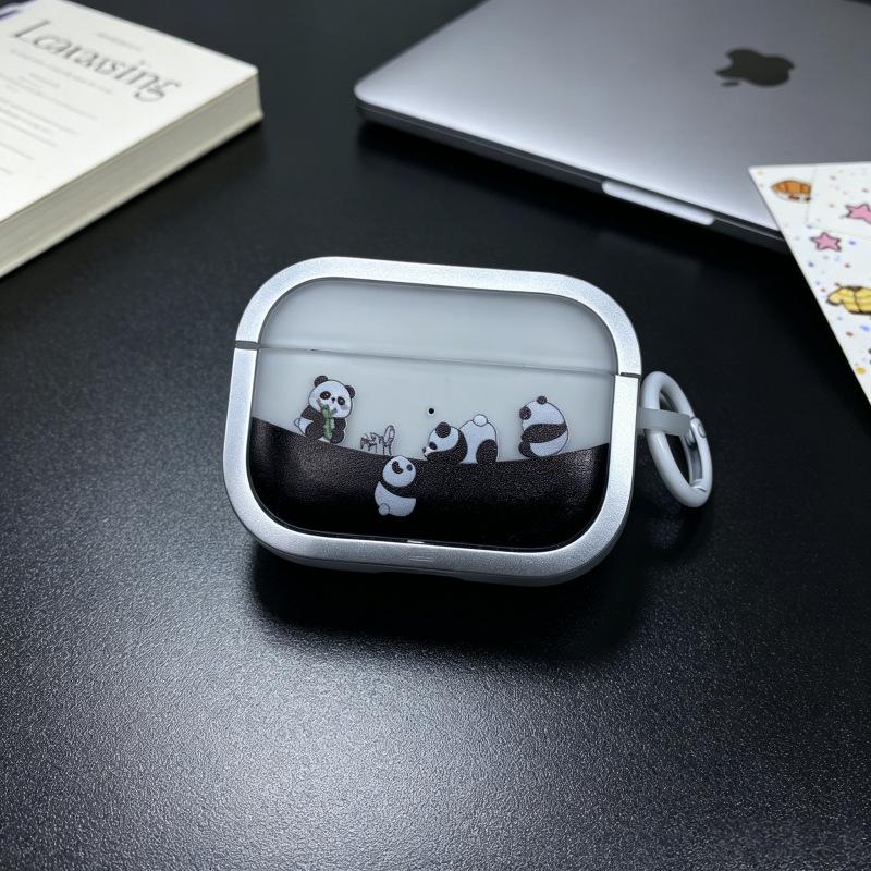 Cartoon Electroplated Photo Frame Mountain Panda for Apple Bluetooth Headset Case AirPods1 Bluetooth Pro1/1