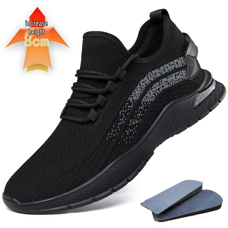 Men s Spring 2022 Height-Boosting Casual Flyknit Sneakers - 8CM Soft Sole, Breathable Mesh 41