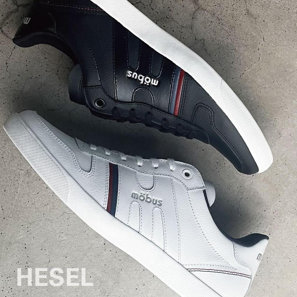 Mobus Men's Leather Sneakers, Genuine Leather, Sports, Casual, Walking Shoes, Current Model HESEL (Navy, Japanese Shoe Size, Adult, Numeric, 25.5 Cm)