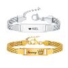 Personalized Bracelet for Girl Boy, Stainless Steel Engraved Name Date for Son Daughter from Mom Baptism Gift