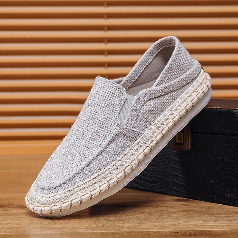Linen men's shoes lazy casual Beijing cloth shoes one pedal cover flat baseplate shoes breathable fisherman shoes