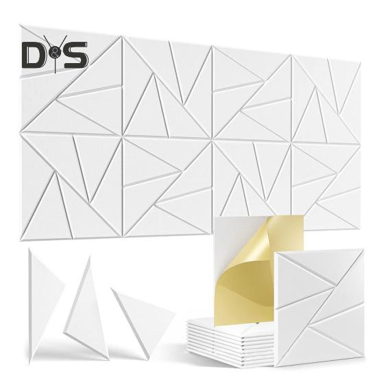 12Pcs Soundproof Wall Panel Self-Adhesive Sound Absorbing High Density Thick Acoustic Foam Panel Noise Reduction Wall Decoration Tile