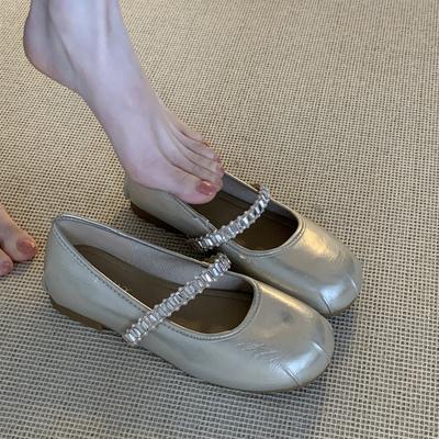 French Great-looking Flat-soled Silver Single Shoes Women's 2025 New Summer Skirt Mary Jane Shoes Ballet Evening Shoes
