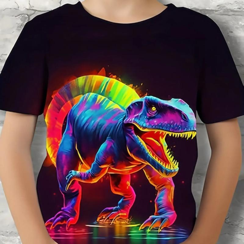 Children's Clothing Boys Tshirt 3D Dinosaur Print Casual Kids Summer Clothes  Clothes Tops Tee