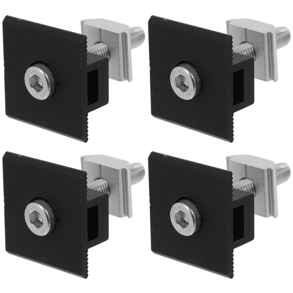 4Pcs Solar Panel Mid Clamps Aluminum Alloy Silver Pre-Drilled Holes Secure Mounting for Rv Boat Caravan Roof Ground Installation