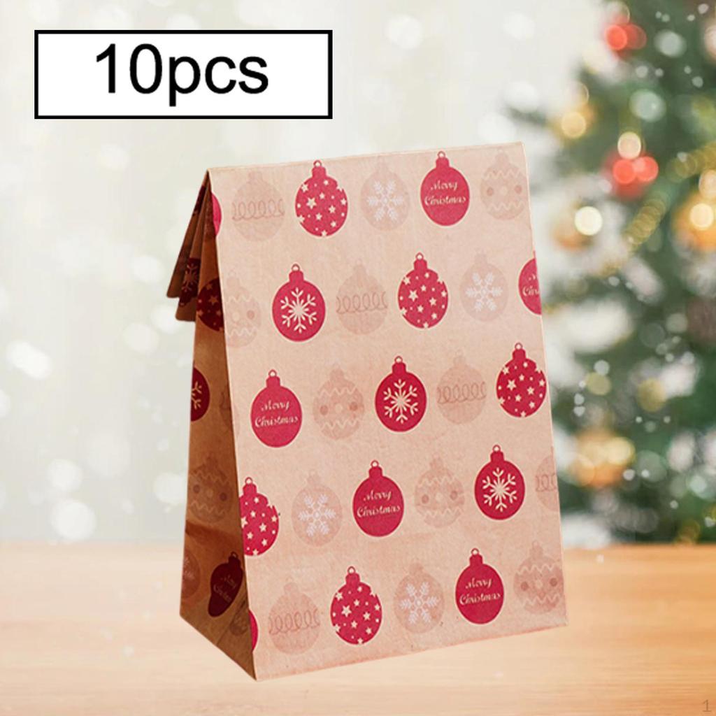 10 Pieces Christmas Gift Bag Food Packing Bags Sweets Pastry for Birthday Party Decor