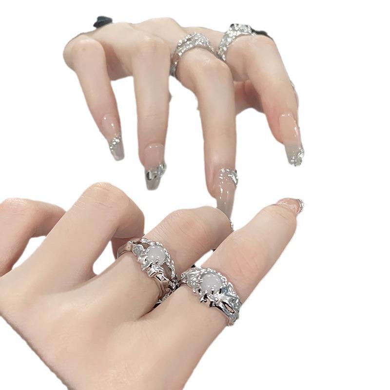 French Irregular Opal Open Ring Premium Sense Gemstone Cold Wind Niche Design Sense Adjustable