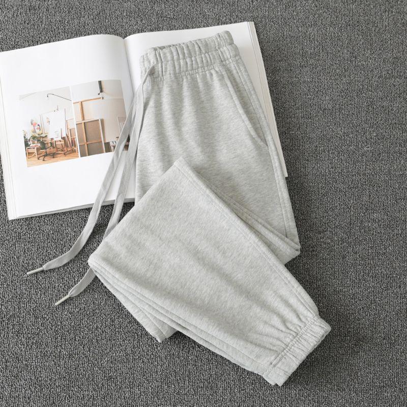 

Темно-зеленые повседневные хлопковые спортивные штаны с высокой посадкой, новинка 2023 года Light gray XL