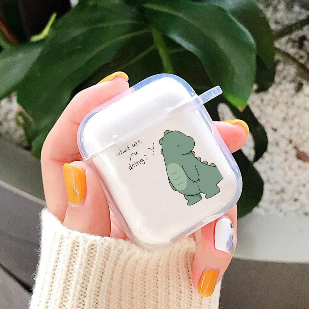 

Cute Cartoon Dinosaur Couple Earphone Case for Apple AirPods 4 3 2 1 Soft Clear Protective Covers for Air Pods Pro 3 2 Animal Airpods Pro 3rd