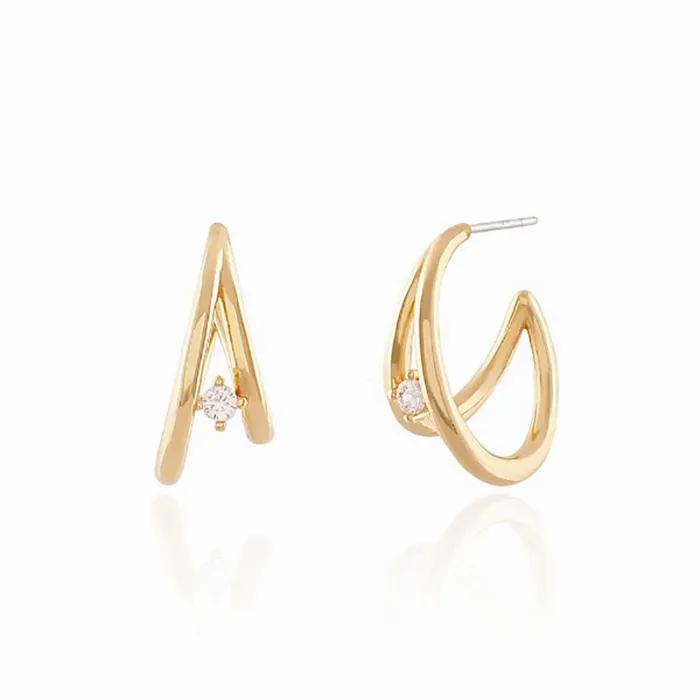 [s925post] Gold Beam Earrings / Hoop Earrings
