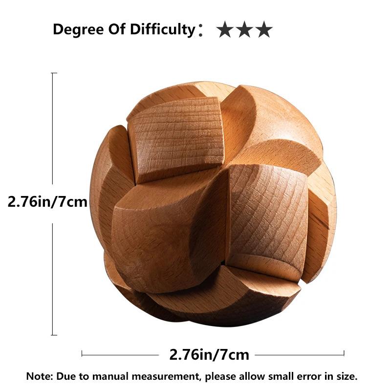 Wooden Football Kongming Lock 3D Brain Teaser Puzzle Adult Office Pressure Relief Kids Intelligence Gift