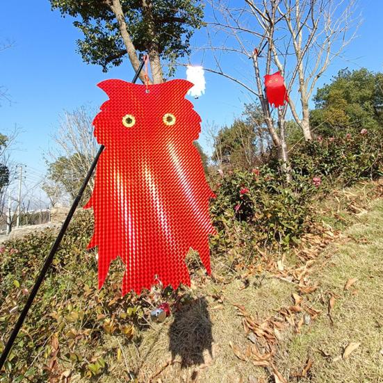 

Bird Repellent Owl Reflector Double-sided Bird Scare Reflective Owl with Bells Outdoor Garden Yard Farm Hanging Bird срібний