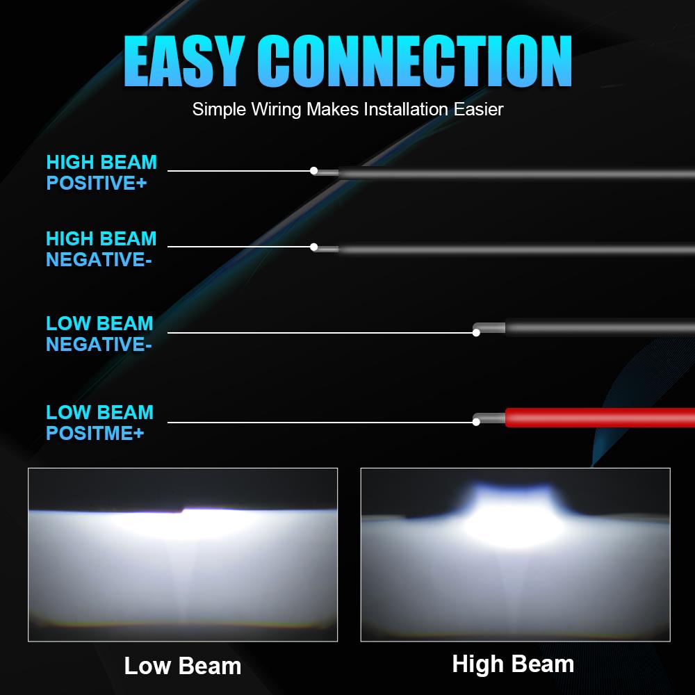 2.5 Inch Bi Led Projector Lens Led Light For Headlight H4 H7 9005 9006 High Low Lights 6000K Diodes 80W Turbo H7 Tuning