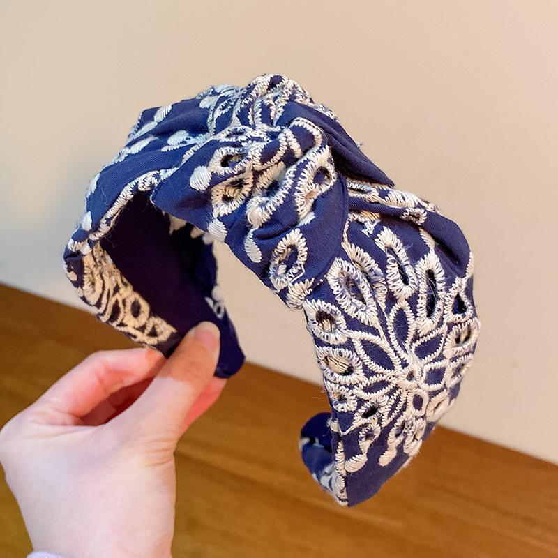 knotted Embroidery Headbands For Women Girls Headwear Fashion Fabric Wide Hairbands Female Hair bands Head Hoop Hair Accessories