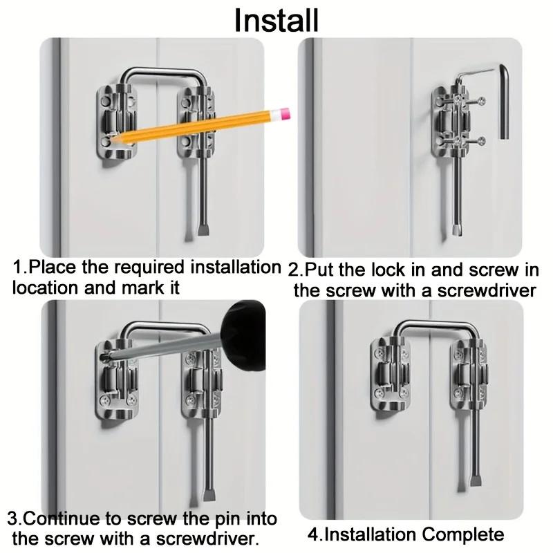 Sliding Door Latch Lock Zinc Alloy 90 180 Degree Rotatable Anti-Theft Universal for Patio Balcony Home Safety Guard