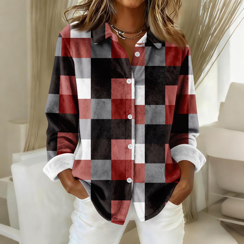 Dámská košile halenka s potiskem tlačítka s dlouhým rukávem ležérní základní košilový límec s běžným topem