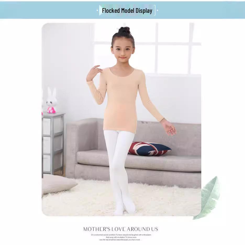 Autumn Winter Fleece-Lined Kids' Dancewear Invisible Girls High-Stretch Performance Outfits