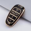 4/5/6/7 Buttons Gold Edge TPU Remote Key Fob Case Cover for 2020-2021 Hyundai Sonata Nexo DN8 Santa Fe TM Tucson NX4 Staria Ioniq