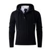 Men's Solid-color Casual Long-sleeved Hooded Pullover, Men's Button Collar Embossed Texture Warm Knitted Sweater