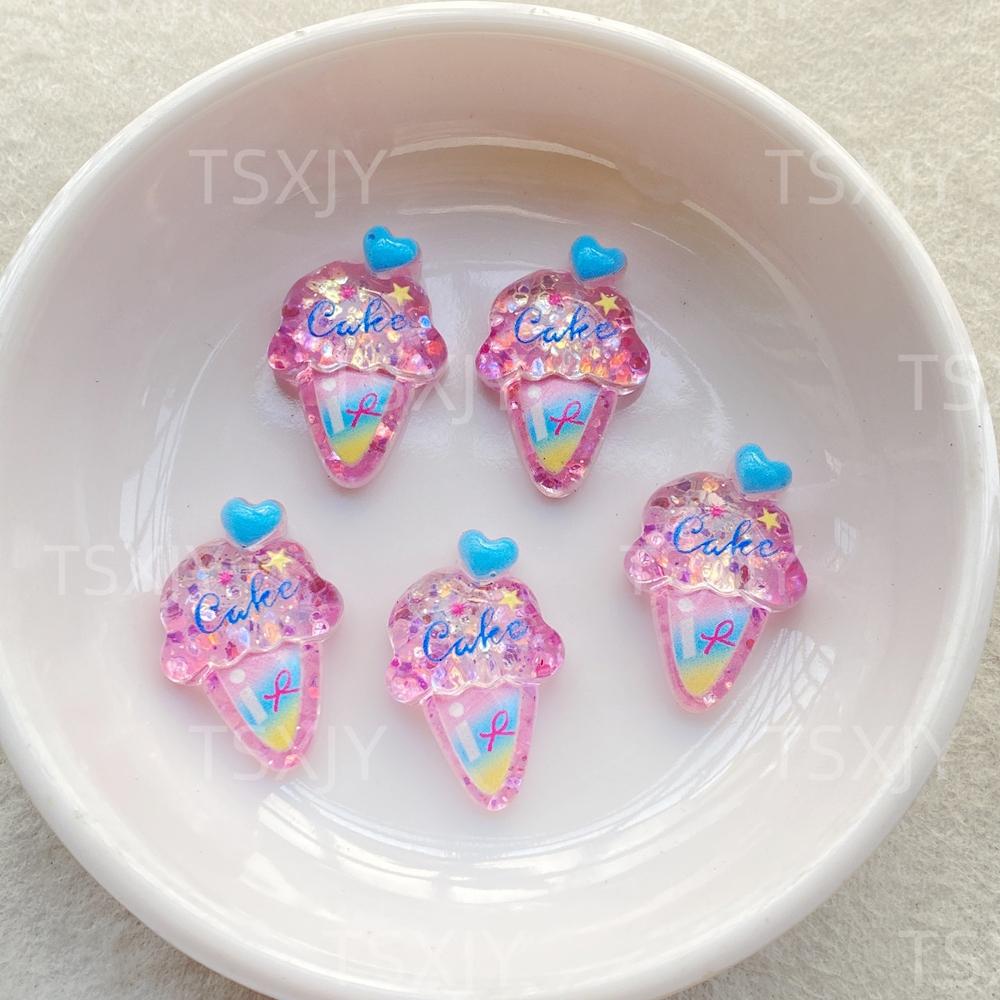 

10PCS New Cartoon Colored Unicorn Horse, Ice Cream Flat back Cabochon Stone Scrapbook DIY Decor Figurines Crafts Accessories