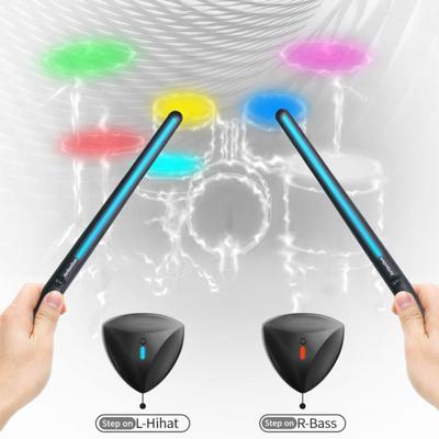 Yousheng 1 Set Air Drum Kit with Drumsticks Pedals Audio Converter Earphone 3D Motion Sensing Electric Drum Beginners Children Adults Portable Virtual