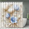 1/3/4pcs Blue Tulip Shower Curtain Bath Set with Bath Mat, U-Shaped Mat & Toilet Lid Cover - Elegant Botanical Bathroom Decor,