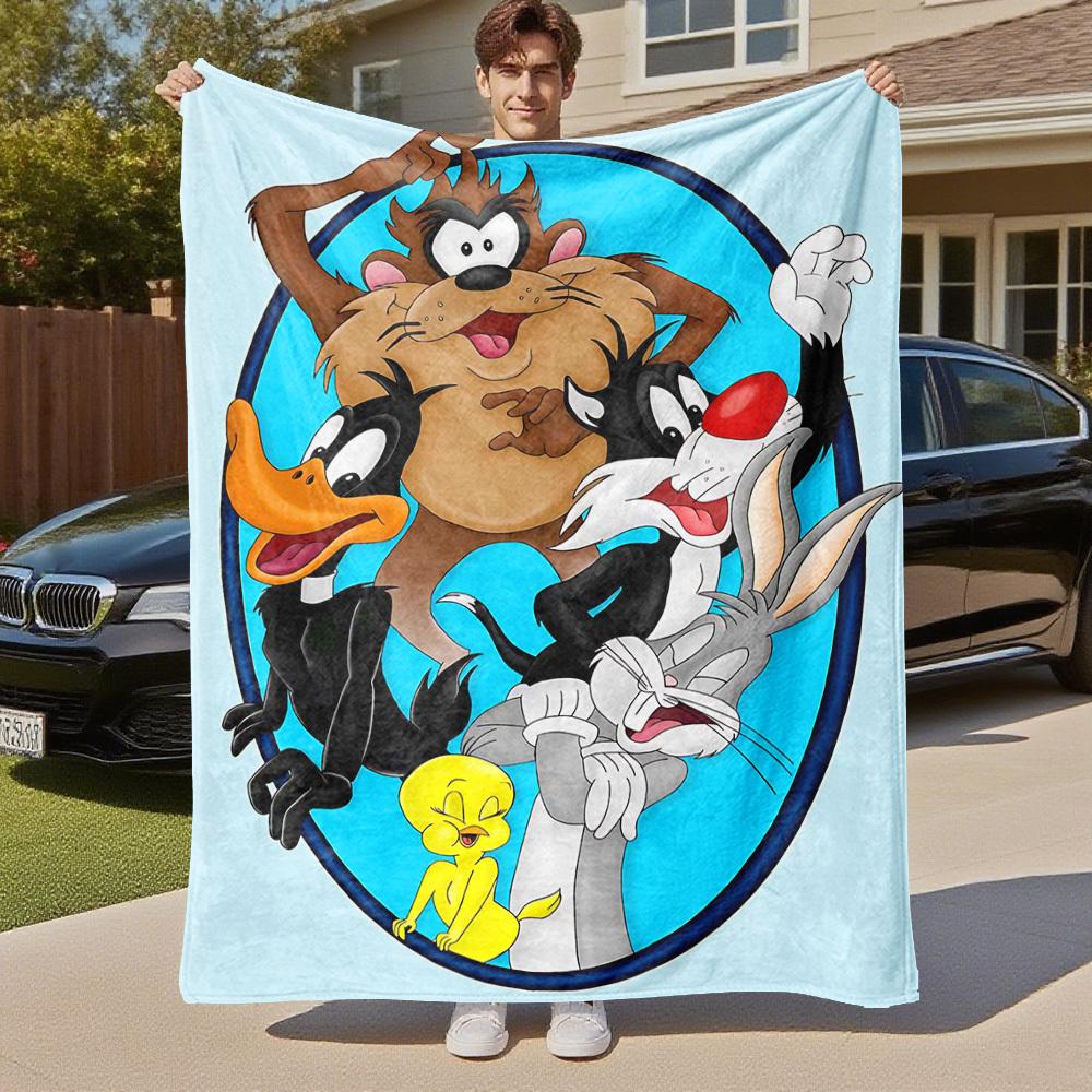 1pc Cartoon charactersOutdoor Flannel Blanket Soft Plush Decor for Picnics, camping,Bedroom, Playroom, or Lunch Breakn1168A