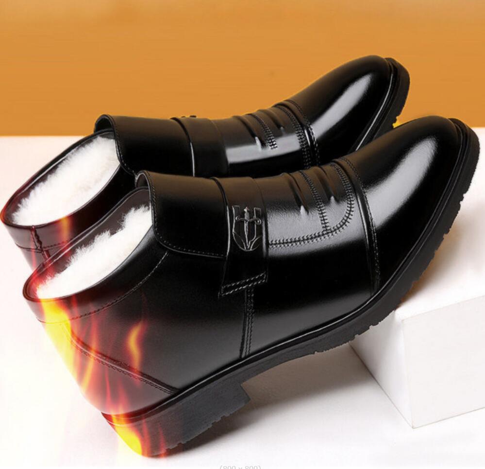 Zimní pánské boty Chelsea z pravé kůže, módní vlněná izolace, outdoorové business kožené boty, pánské protiskluzové sněhové bavlněné kotníkové boty