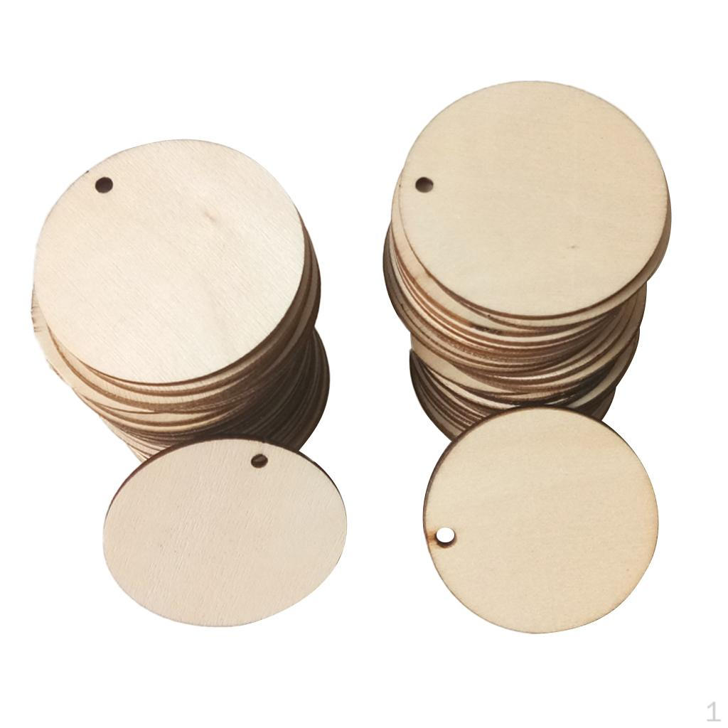 50 Pieces Blank Round Wooden Pieces, DIY Crafts, Scrapbooking, Wedding Party
