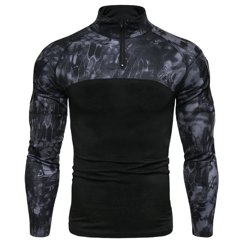 

Men Al Shirt Long Sleeve Breathable Fast Dry Multicam Outdoor Clothing Fitness T-shirts 3XL чорний
