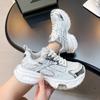 2025 new thick-soled heightening casual sports shoes fashionable versatile niche transparent network popular dad shoes light and breathable