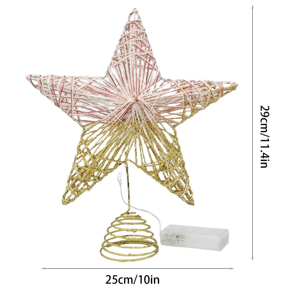 Lighted Star Tree Topper 25cm Christmas Treetop Star Gradient Christmas Treetop Star Hollow Iron Star Tree Keepsake With LED