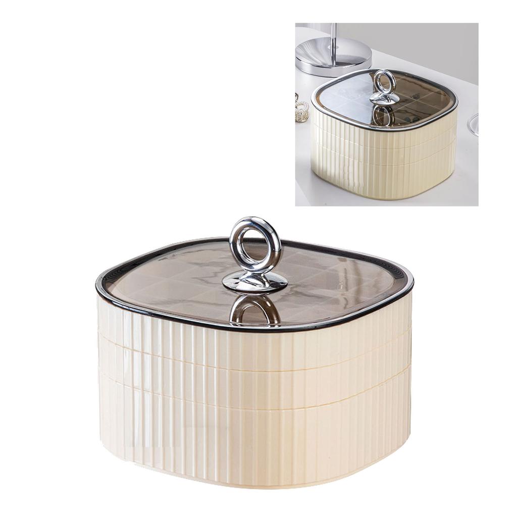 Jewelry Box 3 Layer ABS Earring Necklace Watch Cosmetic Organizer with Transparent Lid for Women