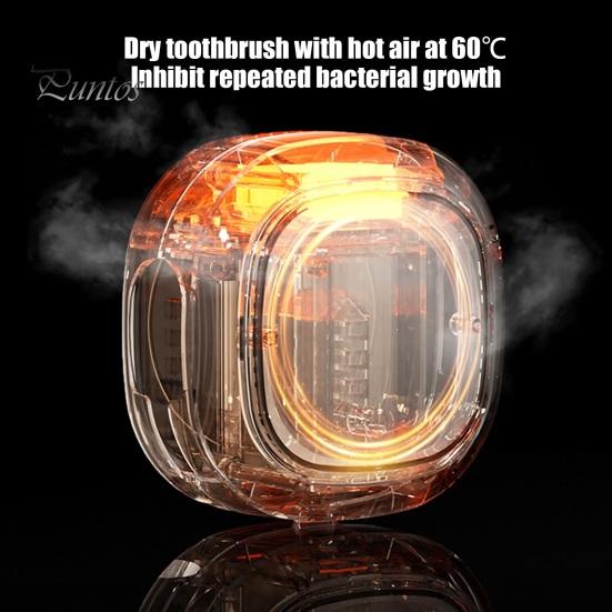 UV-C Toothbrush Cleaner UV Sanitizer Case Storage Holder Rechargeable Easy Lithium-ion Battery to Install Wall-Mounted with Light Oral Health