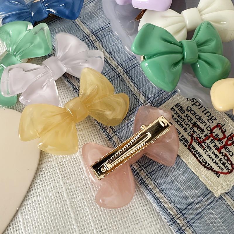 2 Stück/Set Niedliche Neue Schleifen Haarspange Acryl Seitenstift Einfarbig Haarspangen Damen Haaraccessoires