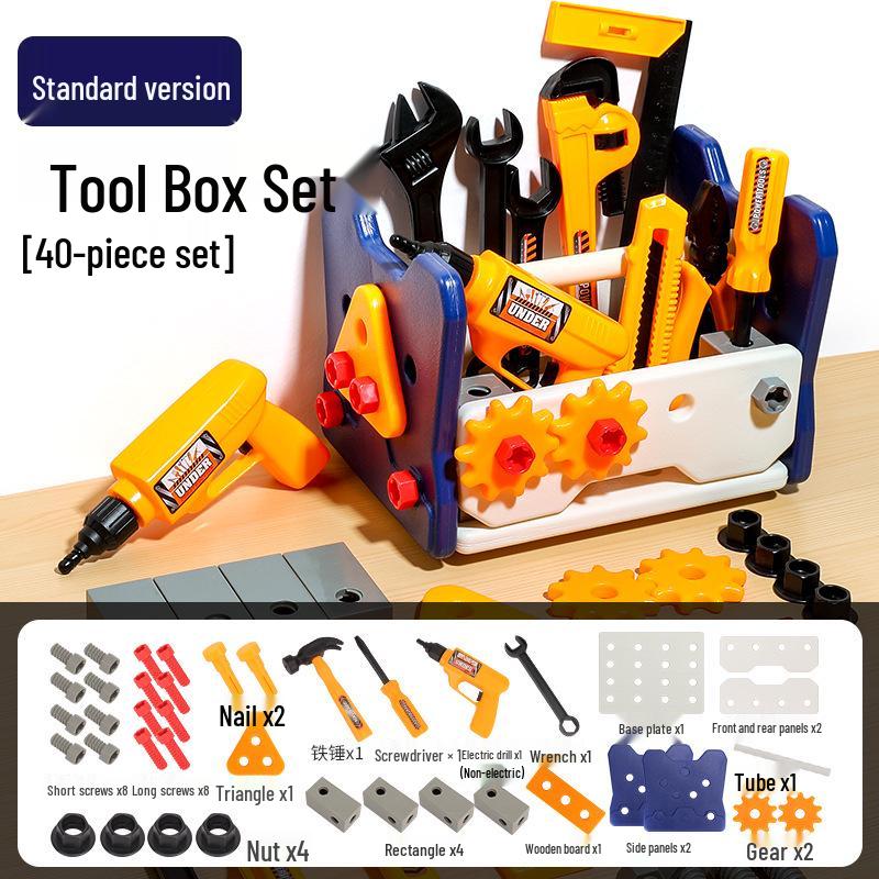 Kids Toolbox Toy Set: Boys Electric Drill Repair Kit with Screwdriver & Table
