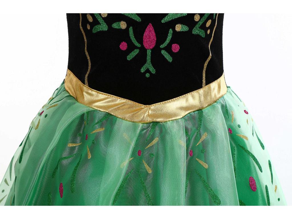 Green Pleated Skirt Frozen Girls' Performance Dress