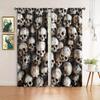 2pcs Art Skull Printed Curtain for Home Decor - Rod Pocket Window Treatment for Bedroom, Office, Kitchen, Living Room, and Study